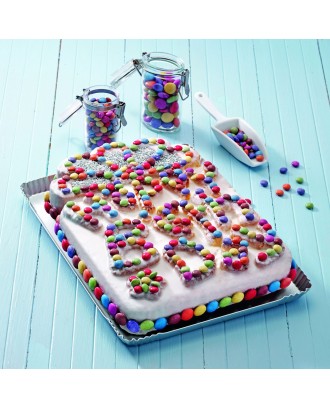 Forma prajitura, model tort Happy B-day, silicon platinic - PAVONI